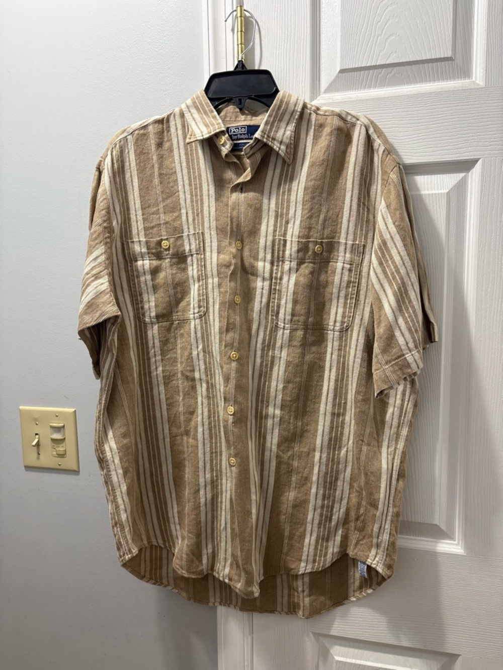 Polo by Ralph Lauren Vintage Collier Linen Short Sleeve Button Down Size Large